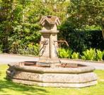 Hardstenen Franse fontein - achthoekig bassin h=190 d=230cm, Tuin en Terras, Waterpartijen en Fonteinen, Overige materialen, Gebruikt
