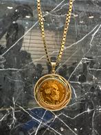 14k Gouden Venetiaanse Ketting met Gouden Tientje, Ophalen of Verzenden, Zo goed als nieuw, Goud, Met hanger