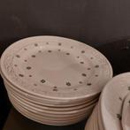 Mooi brocante servies crème met groen en oker geel decor, Ophalen of Verzenden