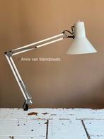 Vintage witte architectenlamp met tafelklem, Huis en Inrichting, Lampen | Tafellampen, Ophalen of Verzenden, Gebruikt, Minder dan 50 cm