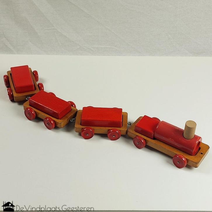 Vintage houten trektrein, Kinderen en Baby's, Speelgoed | Houten speelgoed, Gebruikt, Duw- of Trekspeelgoed, Ophalen of Verzenden