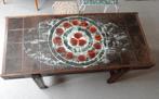 vintage Mozaïek salontafel jaren 60 70 bruin wit rood 142 cm, Ophalen, 100 tot 150 cm, Vintage mozaiek glazuur, 50 tot 100 cm