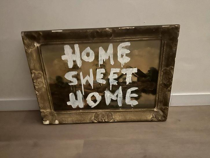 Ouderwets Schilderij Home Sweet Home, Antiek en Kunst, Kunst | Schilderijen | Klassiek, Ophalen of Verzenden