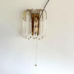 Teardrop wandlamp met 13 heldere muranoglas druppels, Ophalen of Verzenden, Gebruikt, Glas, Vintage