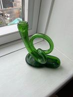 Vintage leerdam glazen kaarsen standaard, Ophalen of Verzenden, Zo goed als nieuw, Groen