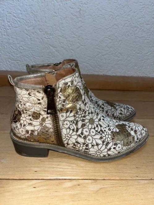 Alma en Pena enkellaarzen mt 39 goud crème bruin leer vacht, Kleding | Dames, Schoenen, Gedragen, Lage of Enkellaarzen, Bruin