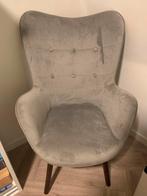 Grijze fauteuil met knopen, Huis en Inrichting, Fauteuils, Ophalen, Gebruikt, Minder dan 75 cm, 50 tot 75 cm