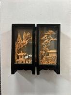 Prachtige vintage Chinese glasvitrine drieluik., Antiek en Kunst, Kunst | Niet-Westerse kunst, Ophalen of Verzenden