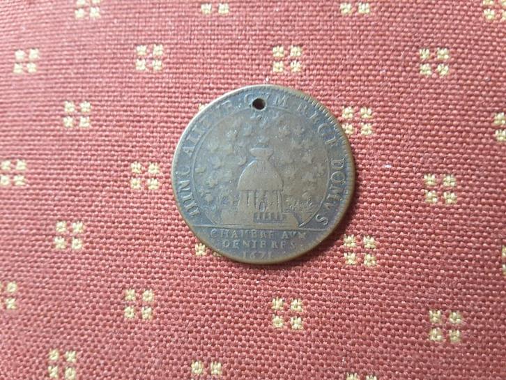 m Frankrijk 1671 rekenpenning, Lodewijk XIV, De Zonnekoning., Postzegels en Munten, Penningen en Medailles, Brons, Buitenland