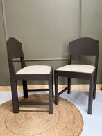 2 vintage stoelen gepimpt teddystofzitten heerlijk, Hout, Twee, Bruin, Vintage