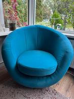 Draaifauteuil Marvin petrolblauw geweven stof, Huis en Inrichting, Fauteuils, Ophalen, 75 tot 100 cm, Zo goed als nieuw, Stof