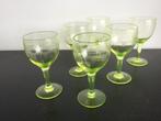 Set antieke wijnglazen - annagroen glas, Antiek en Kunst, Antiek | Glas en Kristal, Verzenden