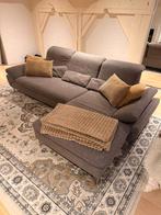 Hoekbank grijs stof met chaise longue, Ophalen, 250 tot 300 cm, Hoekbank, 75 tot 100 cm