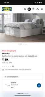Brimnes bed IKEA inclusief lattenbodem, 180 cm, Ophalen of Verzenden, Wit, Zo goed als nieuw