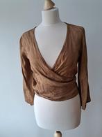 Overslag/strik top met jacquard motief, Maat 38/40 (M), Bruin, Ophalen of Verzenden, Zo goed als nieuw