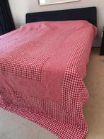 Dubbelgestikte sprei/plaid/speelwoondeken rood wit geblokt, Huis en Inrichting, Ophalen, Gebruikt