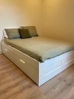 IKEA Bed with storage drawers, white, 140x200 cm, Ophalen, Wit, Tweepersoons, 140 cm