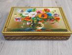 Vintage blikken doos met bloemen en boeket, Verzamelen, Blikken, Ophalen of Verzenden, Gebruikt, Overige, Overige merken