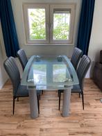 Glazen Eettafel 140 x 90, Huis en Inrichting, Complete eetkamers, 4 tot 6 stoelen, Gebruikt, Ophalen