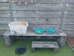 Gratis zand en watertafel met bankje en zandspeelgoed, Ophalen, Gebruikt