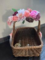 Decoratieve Mand met Bloemen, Ophalen of Verzenden, Gebruikt, Feestartikel, Geboorte of Huwelijk