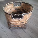 Gevlochten mand boho bamboe opbergmand met handgrepen, Mand, Rond, Ophalen of Verzenden, Zo goed als nieuw
