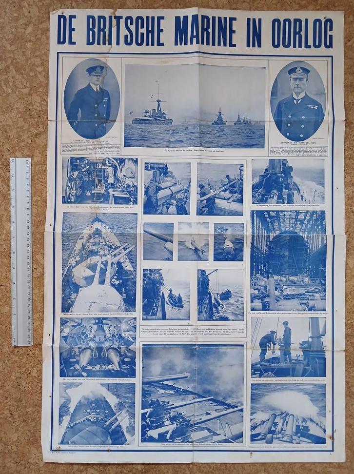 WOI poster De Britsche Marine in oorlog, Verzamelen, Militaria | Algemeen, Marine, Foto of Poster, Nederland, Ophalen of Verzenden
