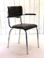 Vintage Chromen Tubax stoel gispen stijl, Huis en Inrichting, Stoelen, Ophalen, Twee, Zwart, Gispen