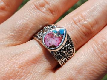 Vanoli 925 zilver herenring oester koper turquoise maat 19,5 beschikbaar voor biedingen