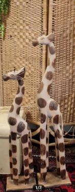 2 decoratieve houten giraffen, Ophalen, Gebruikt