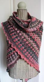 Omslagdoek warm roze en grijs tinten NIEUW Handmade, Nieuw, Ophalen of Verzenden, Sjaal