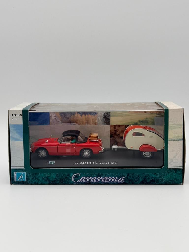 Cararama MGB Convertible + caravan 1:43 - Nieuw, Hobby en Vrije tijd, Modelauto's | 1:43, Ophalen of Verzenden, Nieuw, Auto, Overige merken