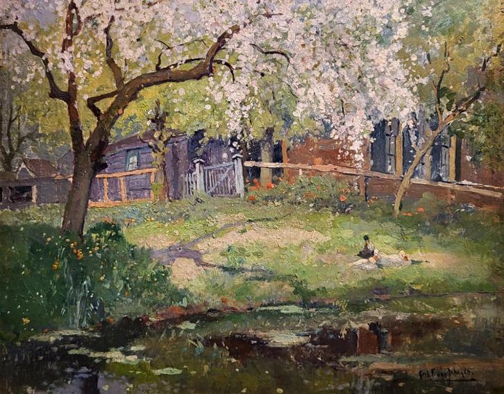 G.F. van Schagen, 1880-1968, 40x50cm doekmaat, nu 550,- euro, Antiek en Kunst, Kunst | Schilderijen | Klassiek, Ophalen