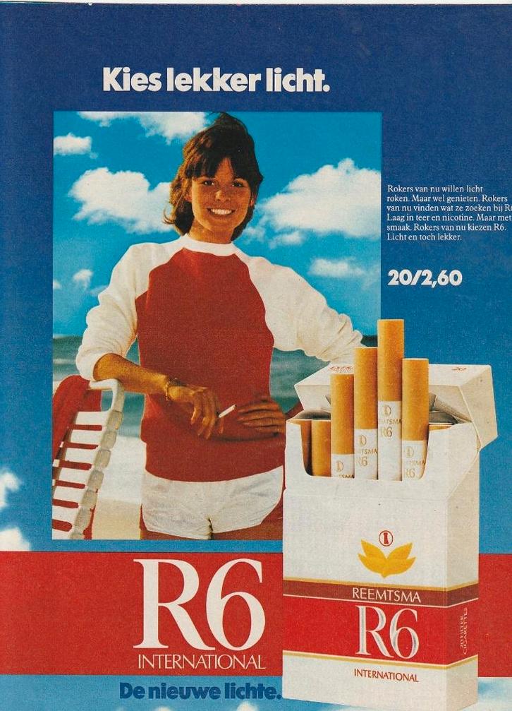 Retro reclame 1982 R6 sigaretten kies lekker licht, Verzamelen, Retro, Overige typen, Verzenden