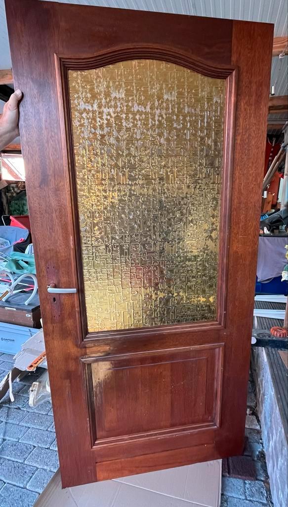 Houten Binnendeur met Glas, Doe-het-zelf en Verbouw, Deuren en Horren, Gebruikt, Binnendeur, Minder dan 200 cm, 80 tot 100 cm