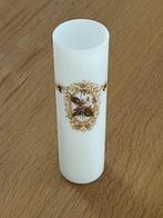 Opaline vaasje koker model melkglas wit bruine print, Huis en Inrichting, Woonaccessoires | Vazen, Wit, Ophalen of Verzenden, Minder dan 50 cm