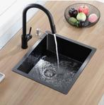 AURALUM Zwarte Inbouwspoelbak 50x43cm - Nieuw, Huis en Inrichting, Keuken | Keukenelementen, Zwart, Nieuw, Minder dan 100 cm, 25 tot 50 cm