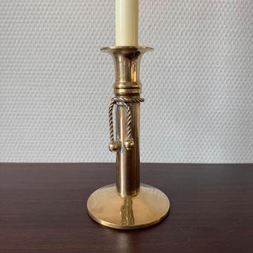 Vintage Messing Kandelaar met Geknoopt Touw Decor, Kerst beschikbaar voor biedingen