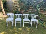 4 Witte Houten (Café) Stoeltjes - Vintage, Ophalen, Gebruikt, Wit, Vintage