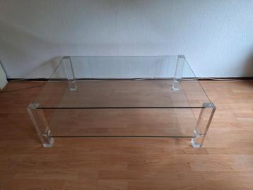 glazen salontafel met perspex poten 122x82cm beschikbaar voor biedingen