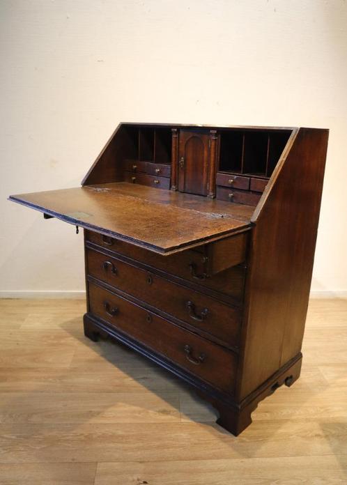 Antieke Engelse secretaire 18e eeuw, klepbureau, Antiek en Kunst, Antiek | Meubels | Tafels, Ophalen of Verzenden