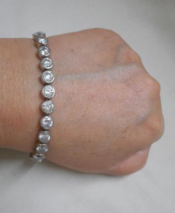 Zilveren grove tennis armband heldere stenen nr.378 beschikbaar voor biedingen