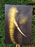 Schilderij van olifant gespannen op stevig houten frame, Antiek en Kunst, Ophalen