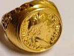 Gouden heren ring met oude romeinse munt, Sieraden, Tassen en Uiterlijk, Ringen, 20 of groter, Heer, Ophalen of Verzenden, Goud