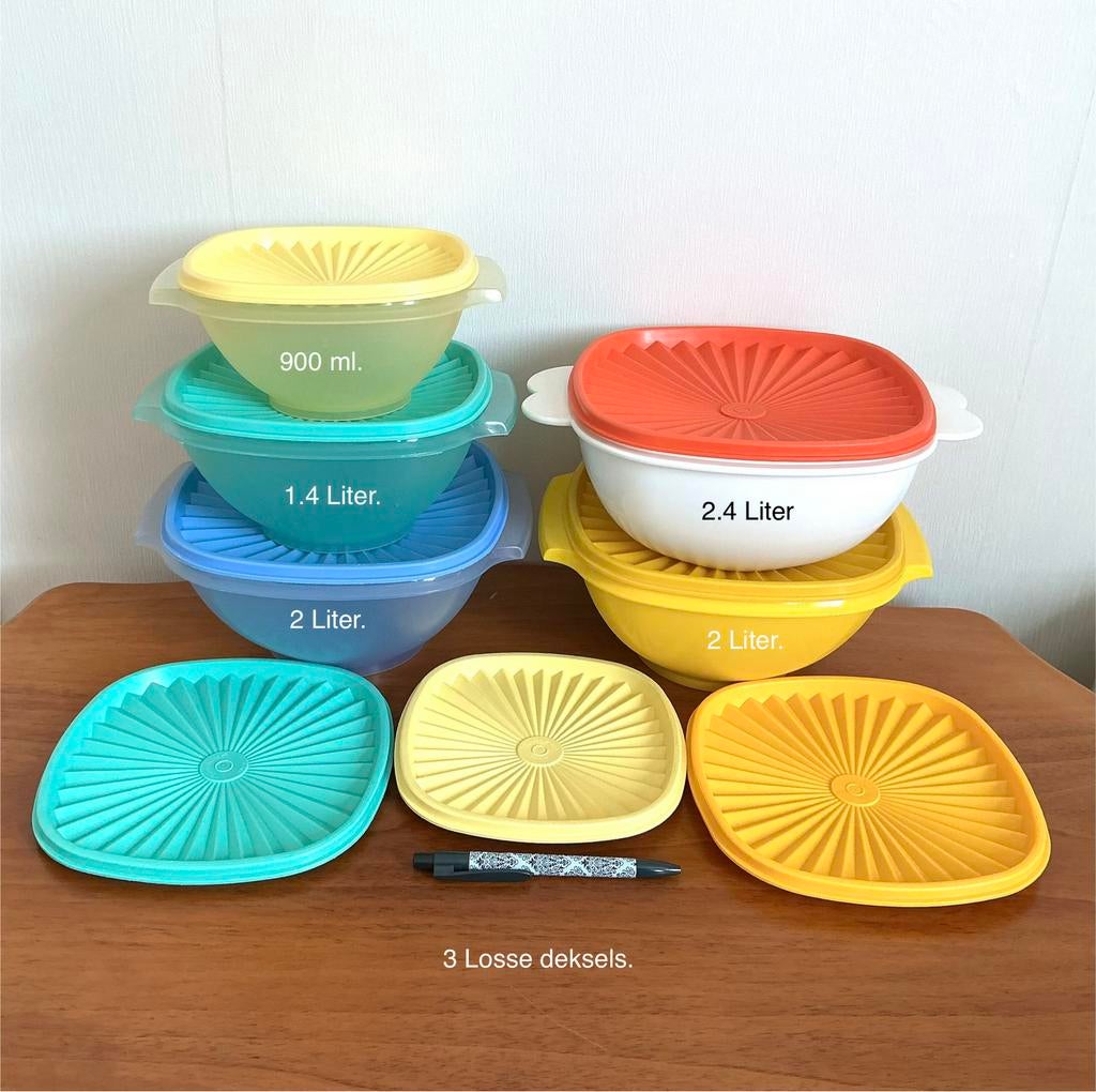 Tupperware Zonnedekschalen met sterdeksel. 2 L./1.4 L./0.9 L, Ophalen of Verzenden, Groen, Schaal