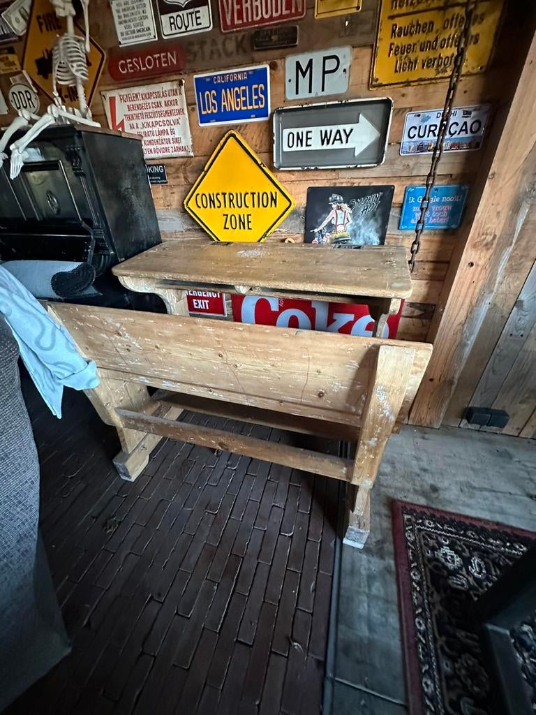 Oud antiek schoolbankje, Antiek en Kunst, Ophalen of Verzenden