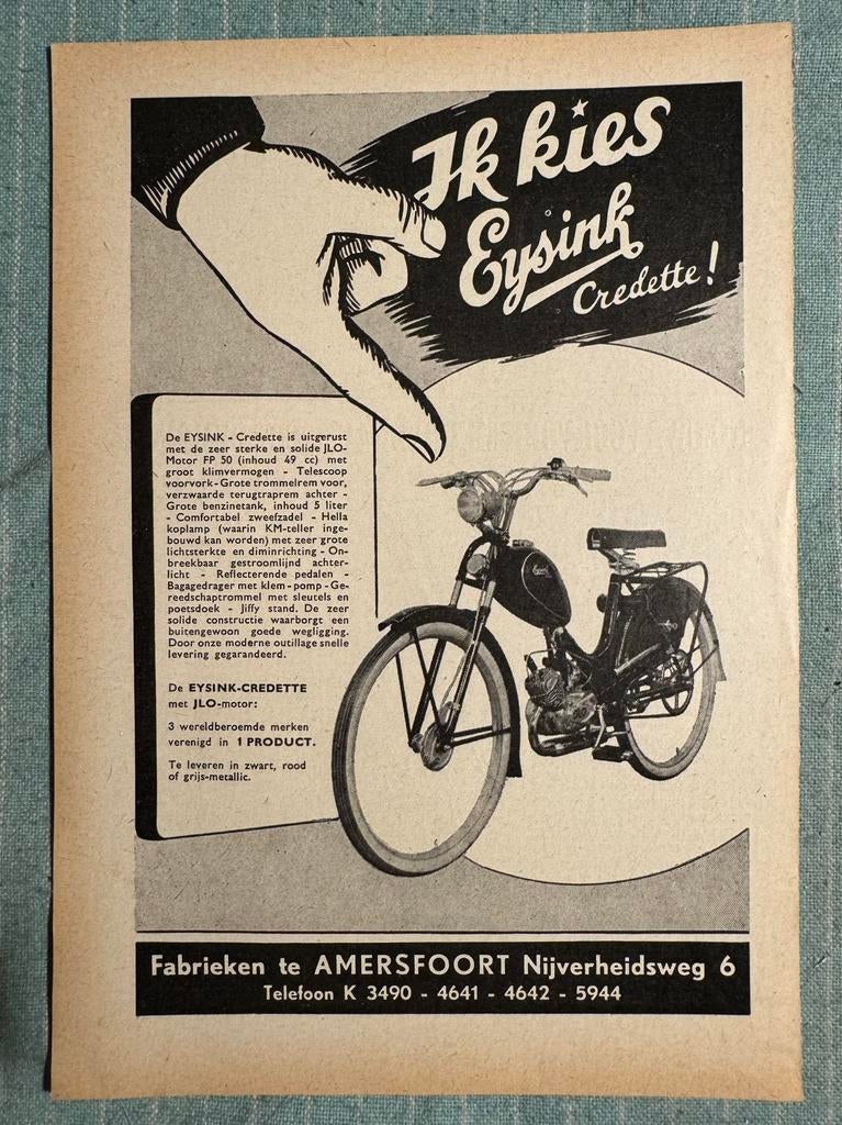 Advertentie Eysink Credette JLO, Ophalen of Verzenden, Zo goed als nieuw, Motoren