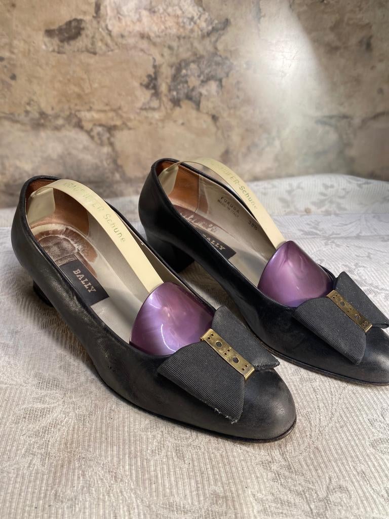 BALLY Vintage Leather Pumps Black Made in Italy Size 38.5, Schoenen met lage hakken, Verzenden, Zwart, Zo goed als nieuw