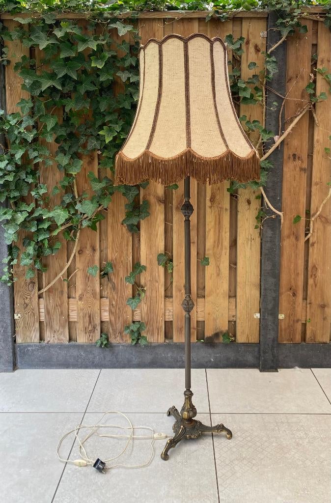 Staande Lamp (vloerlamp) met Grote Kap - Vintage, Ophalen, Gebruikt, Vintage, Stof