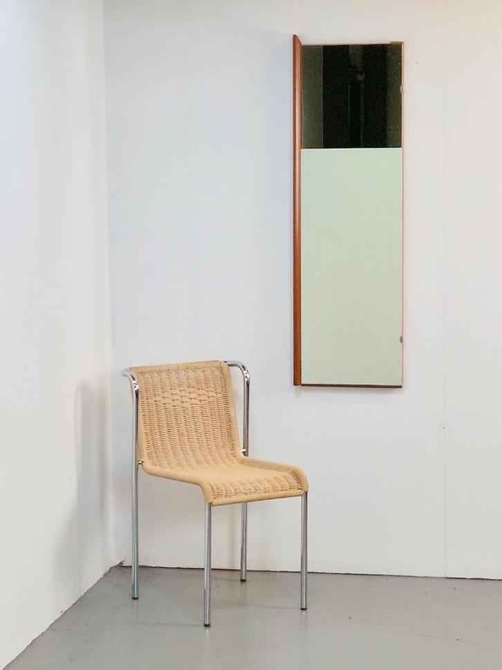 Vintage teak hout spiegel mid century ‘60 rechthoek design, Huis en Inrichting, Woonaccessoires | Spiegels, Gebruikt, Minder dan 50 cm